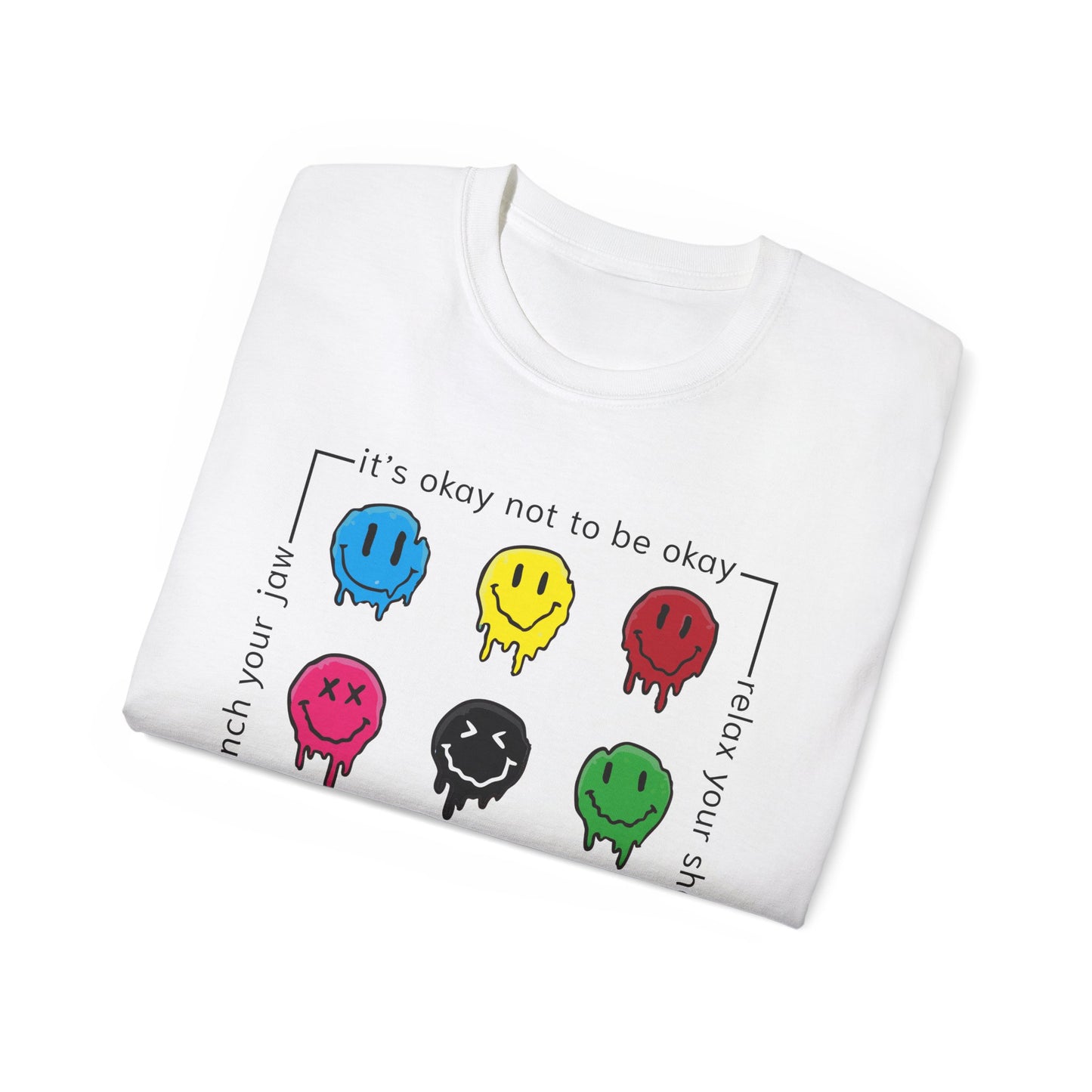 Mental Health Smiley Tee “It’s okay not to be okay” Cotton T-Shirt