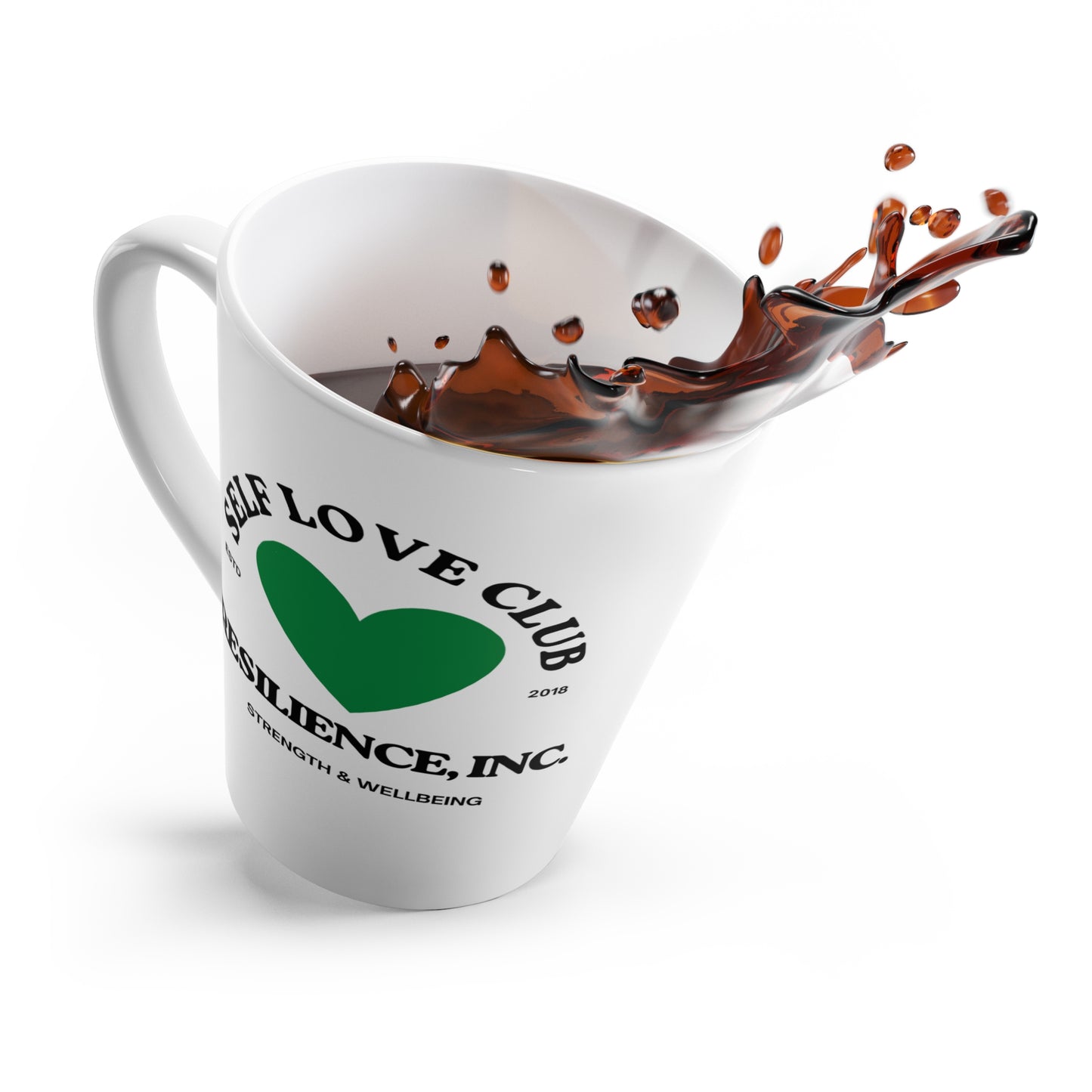Latte Mug — Self Love Club Resilience, Inc. Green Heart Coffee Cup